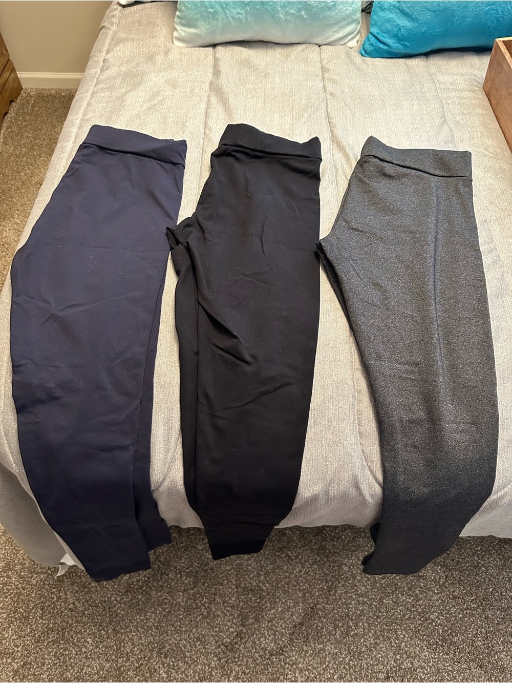 Matty M Women’s Leggings Bundle Size Medium –Set of 3 Black, Navy & Gray Stretch